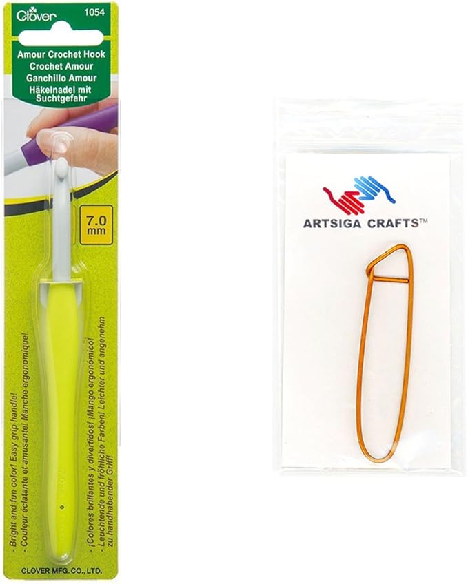 Clover Needlecraft Amour Crochet Hook Size 7mm 1054 with Stitch Holder
