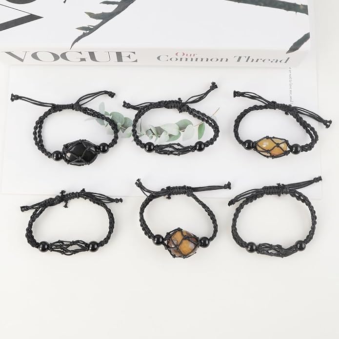 24pcs Adjustable Empty Necklace Holder Crystal Stone Necklace Pendant Necklace Cord Hand Woven Necklace Ropes for Jewelry Making