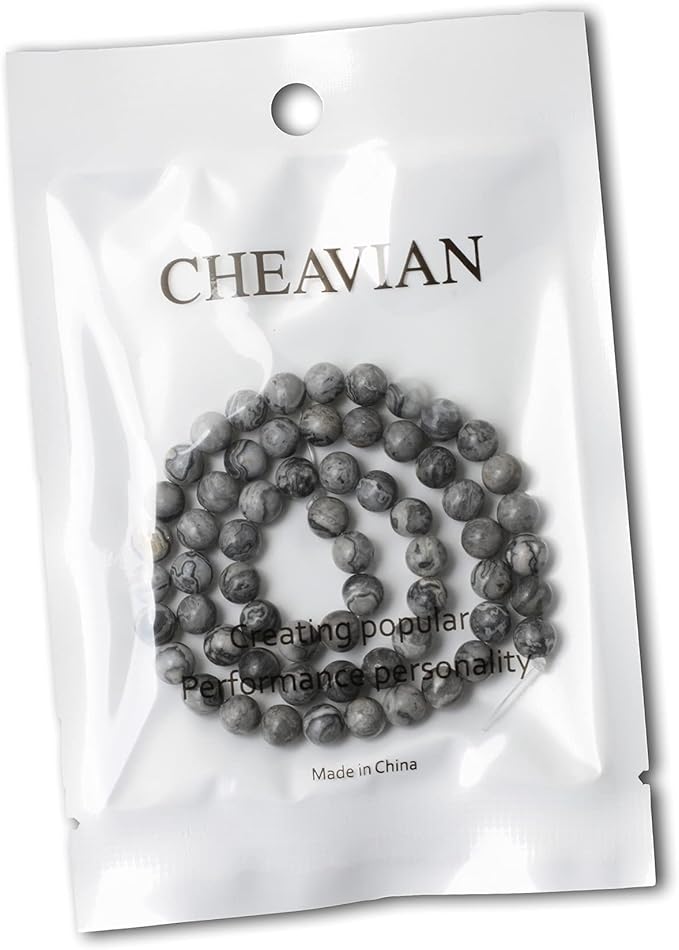 cheavian 60pcs 6mm natural map stone round loose beads for jewelry making diy findings 1 strand 15"