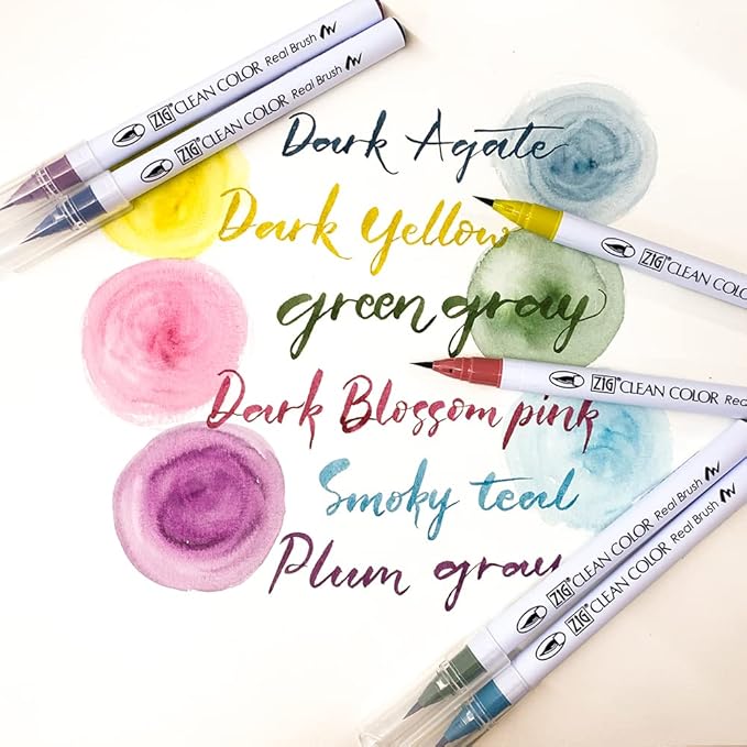Kuretake ZIG Clean Color Real Brush, NEW 30 Colors with Flexible Brush Tips, Watercolor Pens for Painting, Drawing, Calligraphy and Brush Lettering for Artists and Beginner Painters, Made in Japan…
