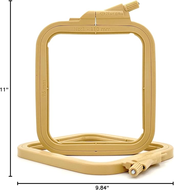 nurge square embroidery hoop - plastic cross stitch frame for needlepoint & embroidery - adjustable craft hoop - beige - no:1 (x small)