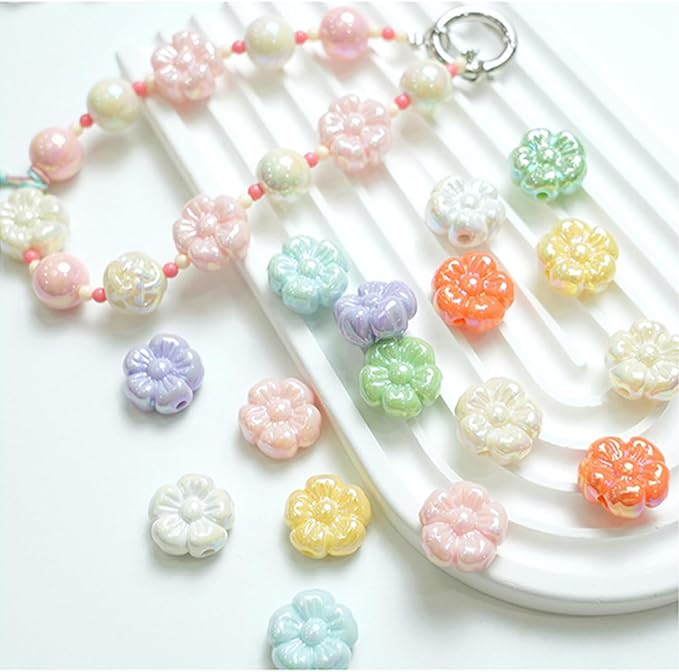 720Pcs Macaron Colors Assorted Beads for Jewelry Making, Acrylic Star Hart Flower Beads for Bracelets Making Round Pastel Beads Colorful Aesthetic Beads Bulk for Necklaces Phone Chains