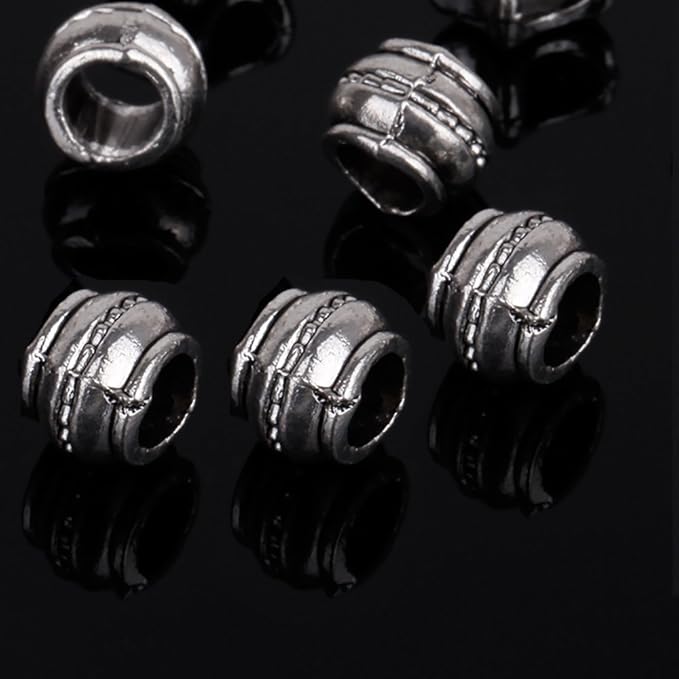RUBYCA 30pcs Tibetan Silver Tone Spacer Beads Fit European Charms Bracelet Ethnic Design