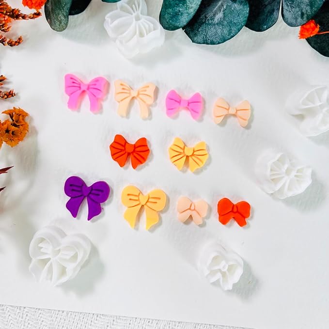 Xaekicr Polymer Clay Cutters Bow Set – 5PCS Cute Bow Clay Cutters for Polymer Clay Jewelry, Sweet Ribbon Clay Earring Cutters Shapes, DIY Clay Tools for Earrings, Charms and Crafts