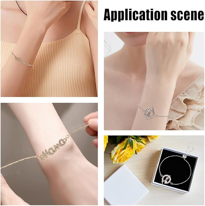NBEADS Mother's Day Bracelet Making Kit, Including 2 Pcs Adjustable Slider Bracelets 4 Pcs Cubic Zirconia Links with 40 Pcs Jump Ring for Mother's Day Gift Craft Jewelry Making
