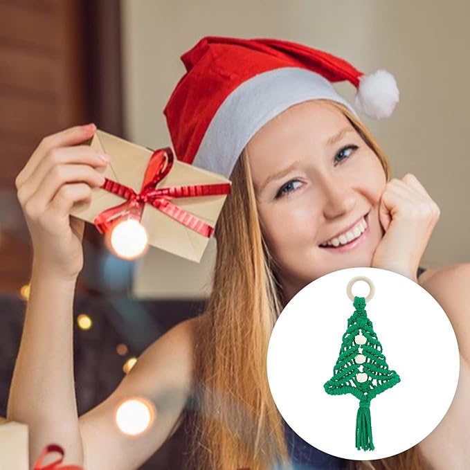 FREEBLOSS 3 Set Christmas Tree Macrame DIY Kit for Beginners Christmas Tree Hanging Ornaments for Holiday Wall Hanging