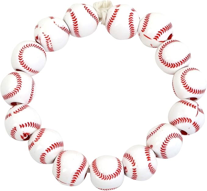 Iconikal 240-Count Acrylic Beads, 12mm Round Plastic Craft Beads for Bracelets, Necklaces, Keychains & Lanyards (Baseball)