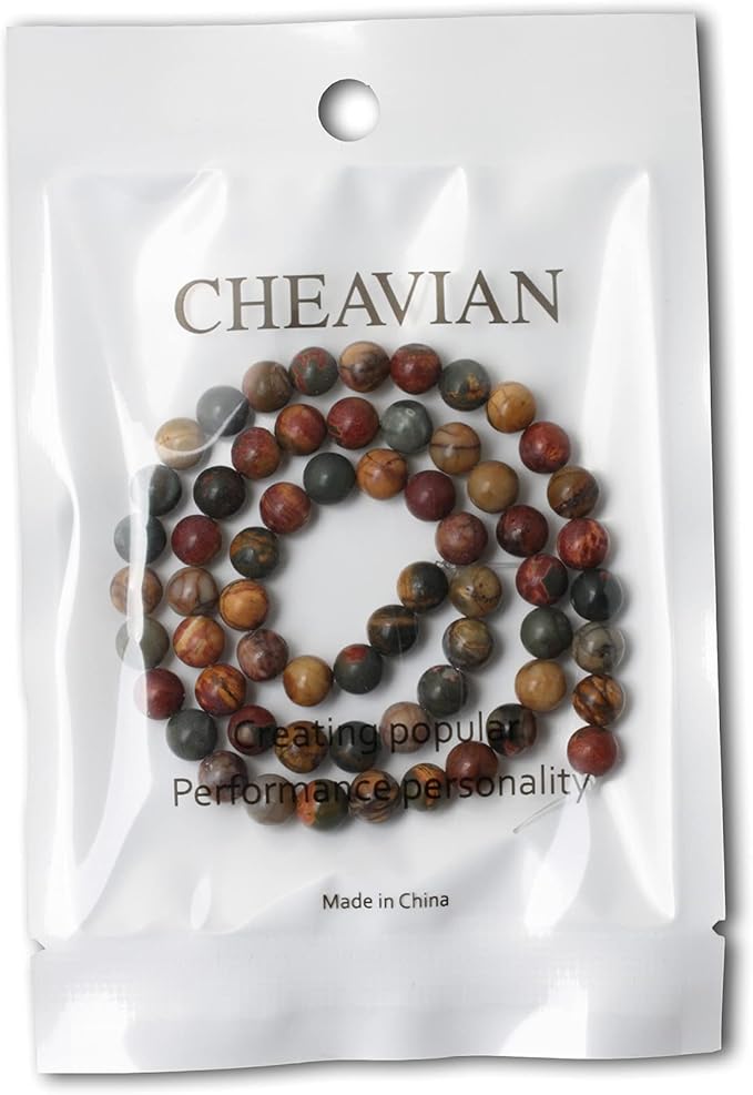cheavian 60pcs 6mm natural picasso jasper gemstone round loose beads for jewelry making 1 strand 15"