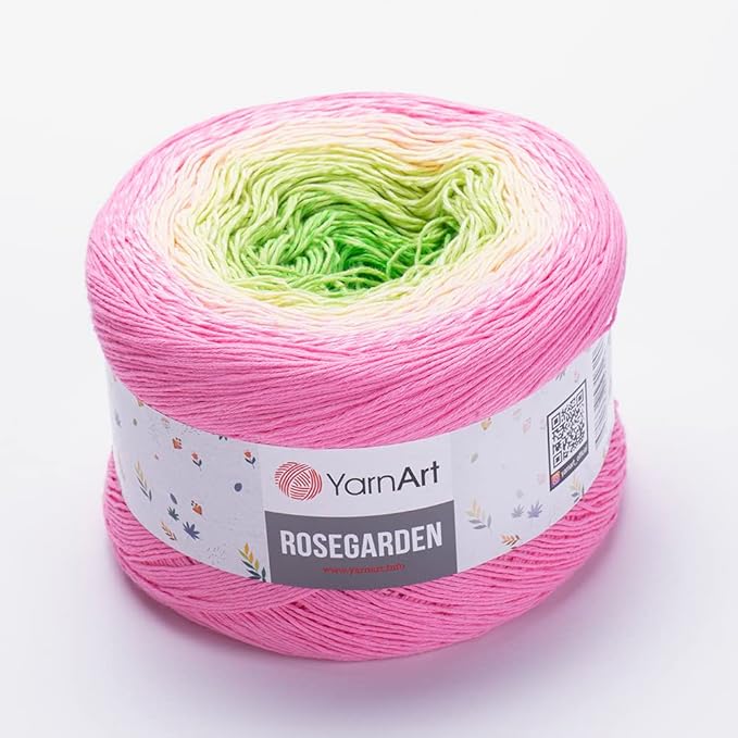 Yarn Art Flowers Rosegarden 100% Cotton 250gr 8.80 oz 1094yds Multicolor Cotton Yarn Rainbow Crochet Yarn Spring Summer (314)