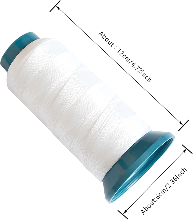 Hair Weaving Thread with C/J/I/T Needles 1500 Yards 210 D Strength Polyester Thread Sewing Thread for Making Wigs Hair Extension Kit (Black,White)