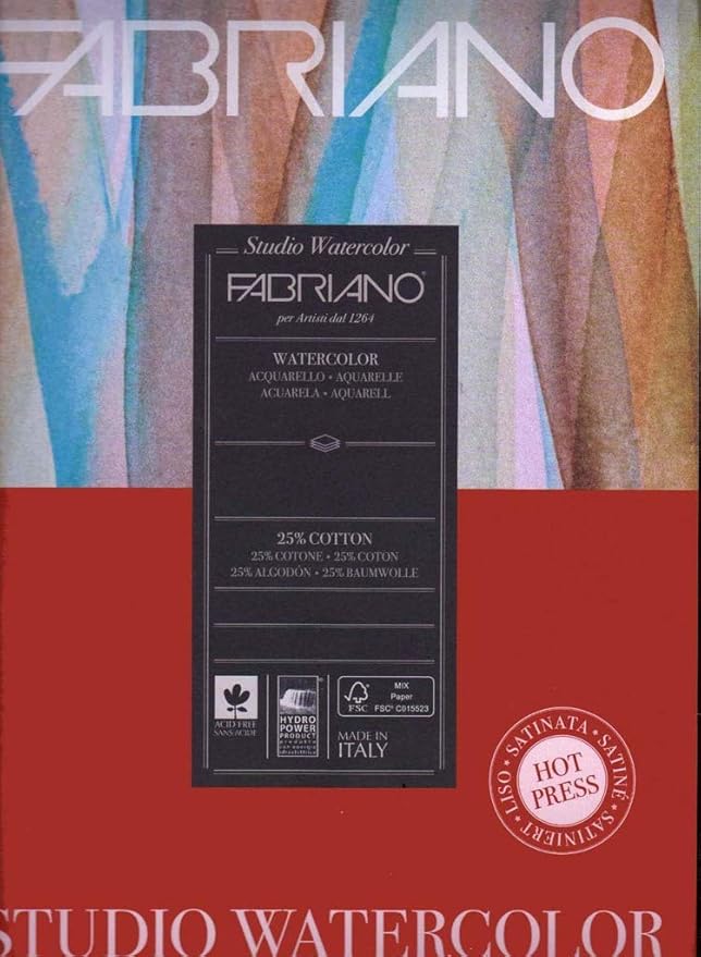 Fabriano Studio Watercolor Paper, Cold-Press, 9" x 12", 90 lb.