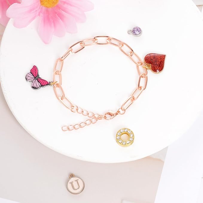 20pcs Chain Bracelets Kit Alloy Link with Lobster Clasps for Christmas DIY Women Jewelry Findings Bracelet Making (Rose Gold)
