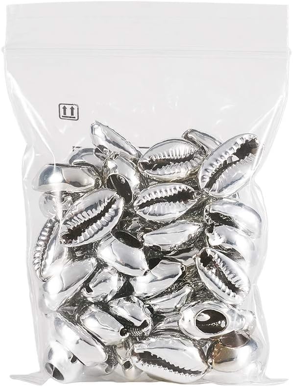 Cheriswelry 50pcs Platinum Electroplated Shell Beads Cowrie Shells Spiral Sea Shell Summer Beach Loose Spacer Beads for Bracelet Craft Jewelry Making Fish Tanks Home Decoration 15~20mm