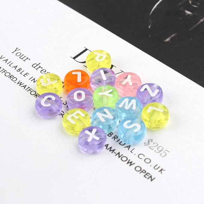 Song Xi 1200pcs Colorful Alphabet Beads 4x7mm A-Z Letter Beads for Bracelets and Jewelry Making Key Chains