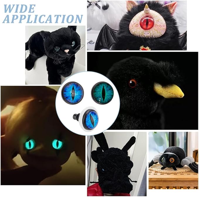 PH PandaHall 14mm Craft Safety Eyes, 20PCS Glow in The Dark Crochet Eyes Luminous Dragon Eyes Plastic Craft Crochet Eyes with Tray for DIY Crochet Stuffed Animal Teddy Bear Halloween Decor Making