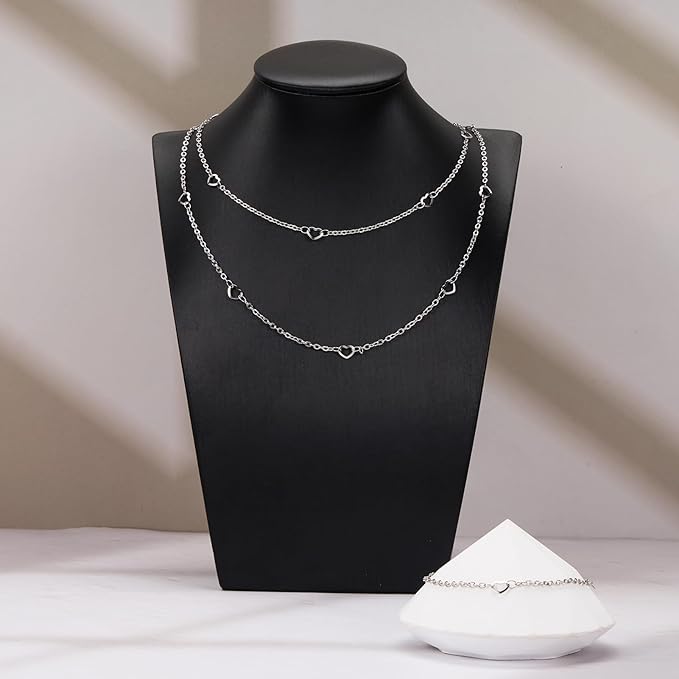 16.4 Feet Stainless Steel Jewelry Making Chains Heart Link Chain for Women Necklace DIY Heart Chains Bulk