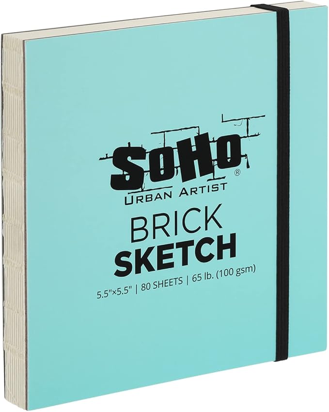 SoHo Urban Artist Brick Sketchbook Journals for Sketching, Drawing, Colored Pencils, Graphite, and More - Sketch 5.5"x5.5" (100 GSM, 80 Sheets) - 2 Pack