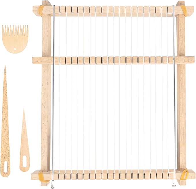 lemonfilter weaving loom, wooden multi-craft frame weaving loom kit for adults, 9" x 11" diy hand-knitting arts looms for beginners, perfect crafts gift for birthday new year