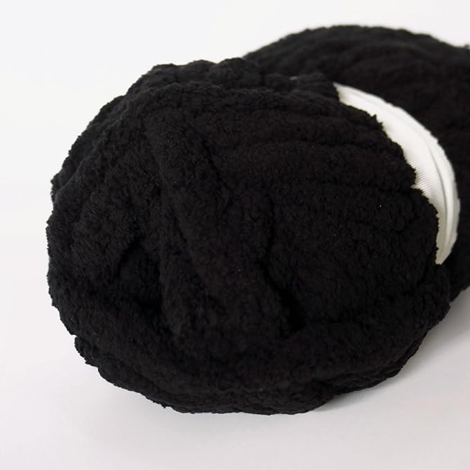 Black Chunky Chenille Yarn for Crocheting Bulky Thick Fluffy Yarn for Knitting,Super Bulky Hand Blanket, Soft Plush Yarn Crochet Carpet/Scarf/Cushion/ 8 Jumbo Pack(63.76oz/197.68yd