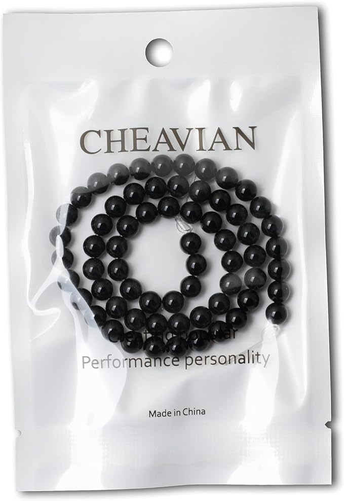 60PCS 6mm Black Smooth Polish Onyx Agate Gemstone Round Loose Beads for Jewelry Making 1 Strand 15"
