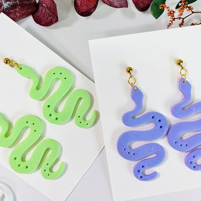 Xaekicr Polymer Clay Cutter Snake Shape – Curvy Clay Earring Cutter for Polymer Clay Jewelry, Bold Clay Tools for DIY Earrings, Halloween Crafts and Y2K Accessories