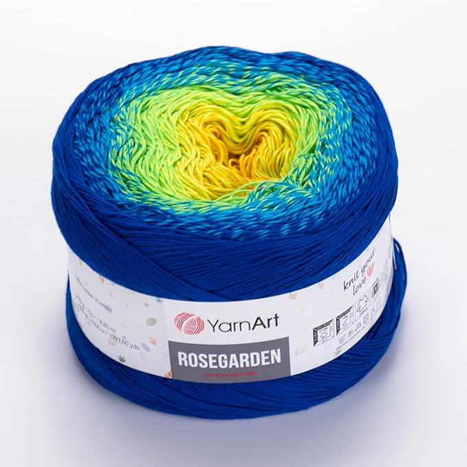 Yarn Art Flowers Rosegarden 100% Cotton 250gr 8.80 oz 1094yds Multicolor Cotton Yarn Rainbow Crochet Yarn Spring Summer (320)