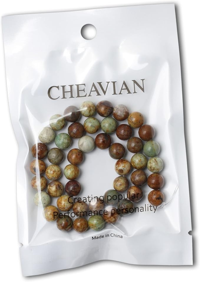 cheavian 45pcs 8mm natural peacock turquoise gemstone round loose beads for diy bracelet necklace earrings jewelry making 1 string 15 inches