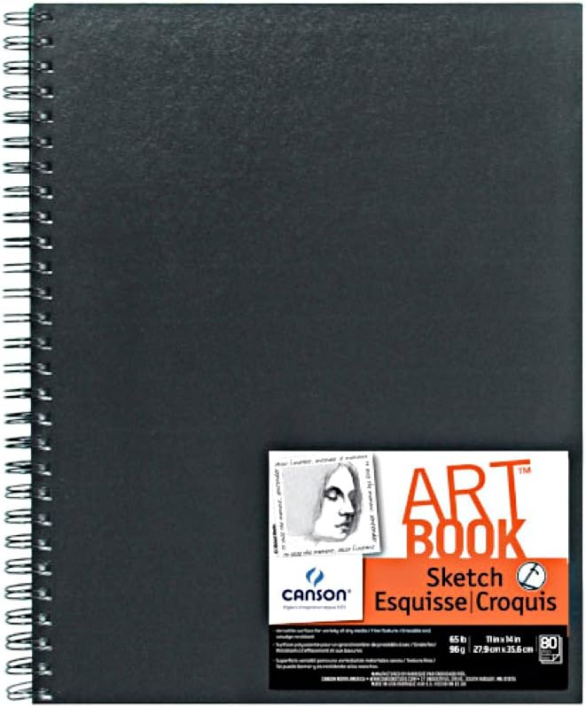 Canson Artist Series Sketchbook, Wirebound Journal, 11x14 inches, 160 Sheets (65lb/96g) - Artist Paper for Adults and Students - Graphite, Charcoal, Pencil, Colored Pencil
