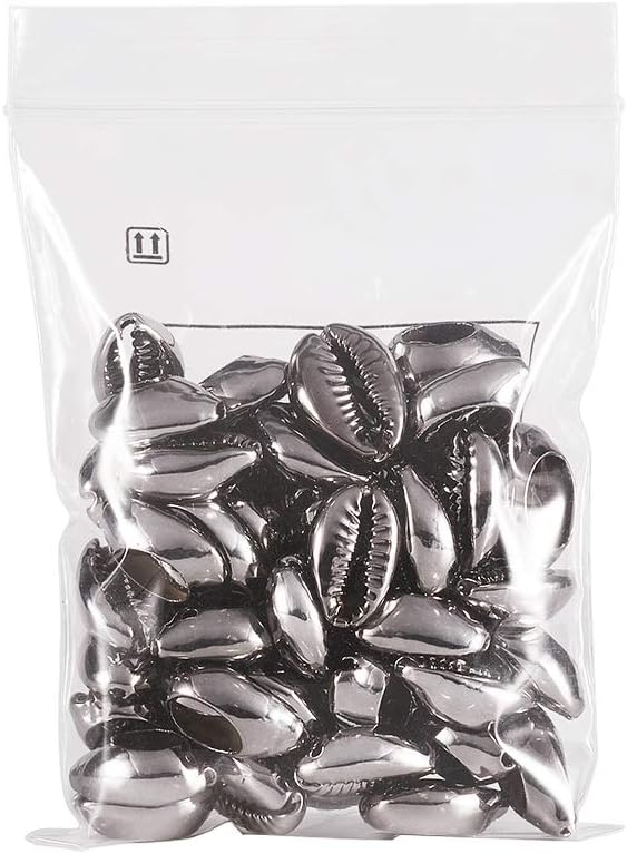 Cheriswelry 50pcs Electroplated Shell Beads Gunmetal Cowrie Shells Spiral Sea Shell Summer Beach Loose Spacer Beads for Bracelet Craft Jewelry Making Fish Tanks Home Decoration 15~20mm