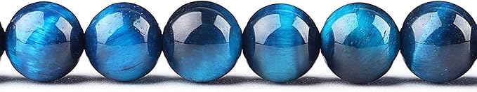 Aquamarine Tiger Eye Beads for Jewelry Making - Blue Crystal Beads Gemstone Beads for Bracelets, 8mm Stone Beads Round Loose Beads(44-47pcs, 8mm, Aquamarine Tiger Eye)