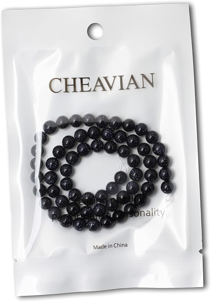 cheavian 60pcs 6mm natural blue sandstone gemstone round loose beads stone beads for jewelry making diy findings 1 strand 15"