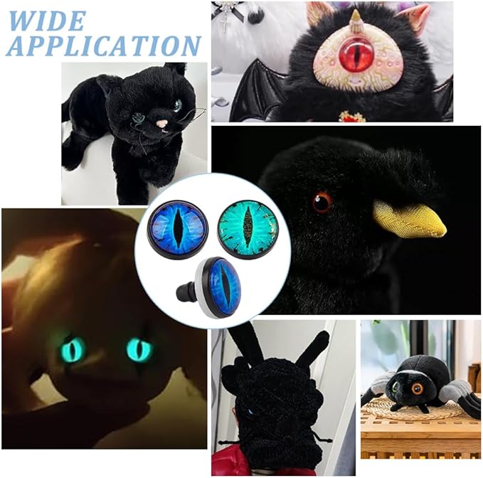PH PandaHall 20 Sets Glow in The Dark Safety Eyes, 20mm Luminous Plastic Safety Craft Eye Dragon Eye Cabochons Crochet Eyes with Washer for Crochet Stuffed Animal Teddy Bear Halloween Decor, Blue