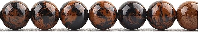 Natural Stone Beads for Jewelry Making - 6mm Gemstone Round Beads for Bracelets(58-60pcs, 6mm, Mahogany Obsidian)