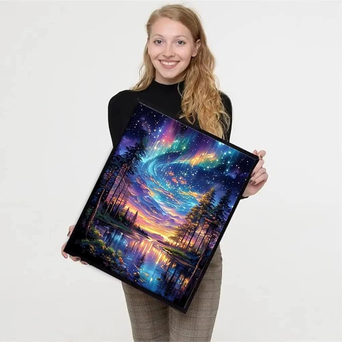 3 Pack Stamped Cross Stitch Kits for Adults - Cross Stitch Kits for Beginners,11 CT Aurora Landscape Cross Stitch Patterns Dimensions DIY Counted Cross Stitch Kits for Adults Arts Craft 12x16 inch