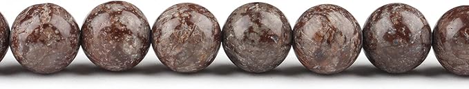 Natural Stone Beads for Jewelry Making - 10mm Gemstone Round Beads for Bracelets(35-38pcs, Brown Snowflake)