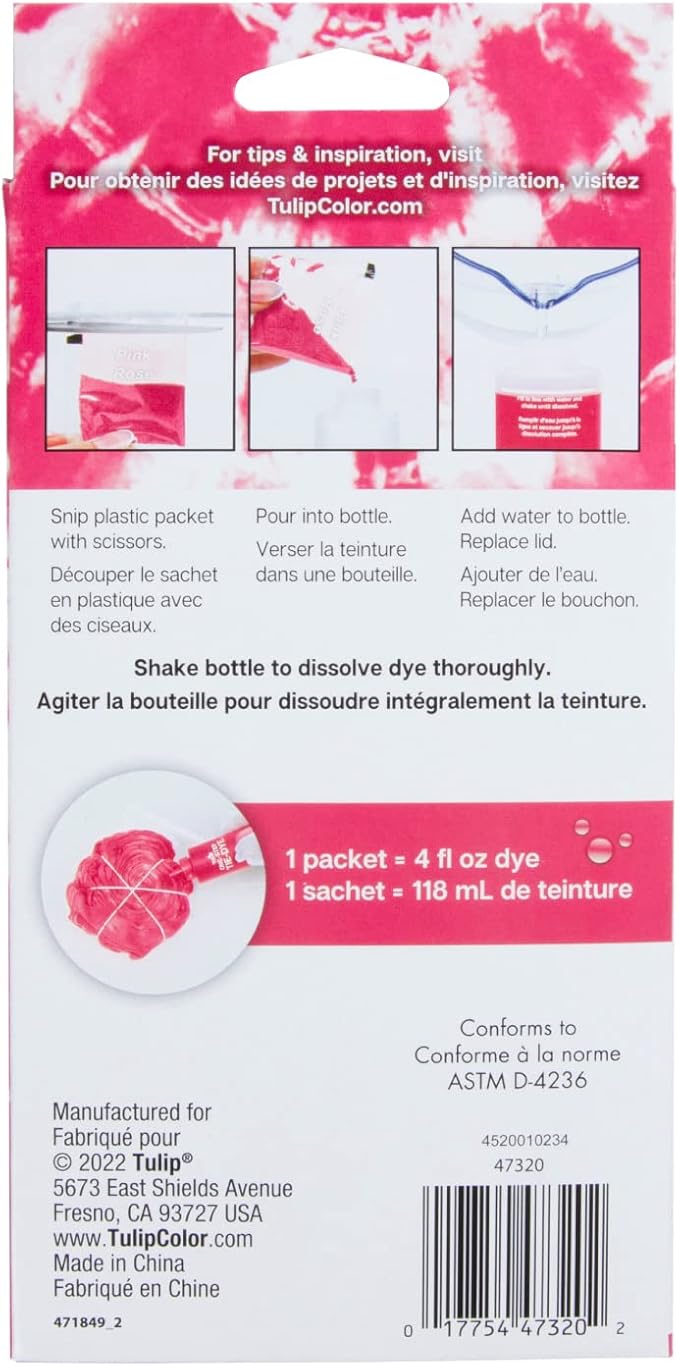 Tulip One-Step Tie-Dye Kit , 3 Fabric Dye Refill Packs, Packs, Pink