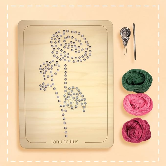 Wooden Flower Lacing Embroidery Kits for Beginners, Set of 5 Learn-to-Stitch Craft Boards, Sewing & Embroidery Art Kits for Kids Ages 8+, DIY Craft Projects, Educational Gifts, Party Favors (Autumn)