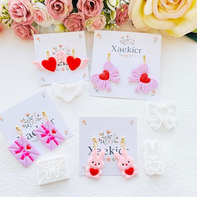 Valentine’s Day Polymer Clay Cutters Set – Romantic Polymer Clay Molds, Clay Cutters, Clay Earring Cutters, Clay Tools