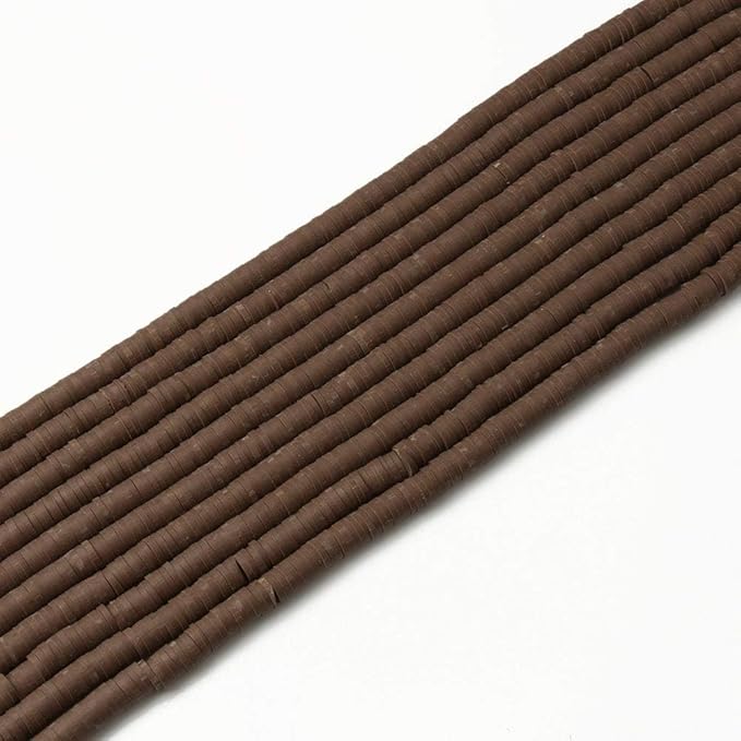 3600 pcs Coffee Clay Beads for Bracelets Making, 10 Strands Flat Round Polymer Clay Beads 6mm Spacer Heishi Beads for Jewelry Making Earring Necklace