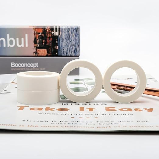 NatSumeBasics 3 White Washi Tape, 32 Feet x 0.6 Inches Self-Adhesive Decorative Masking Tape Panton Colors Sticky Tape for Decor Journals Scrapbooks Planners DIY Crafts Gift (White)