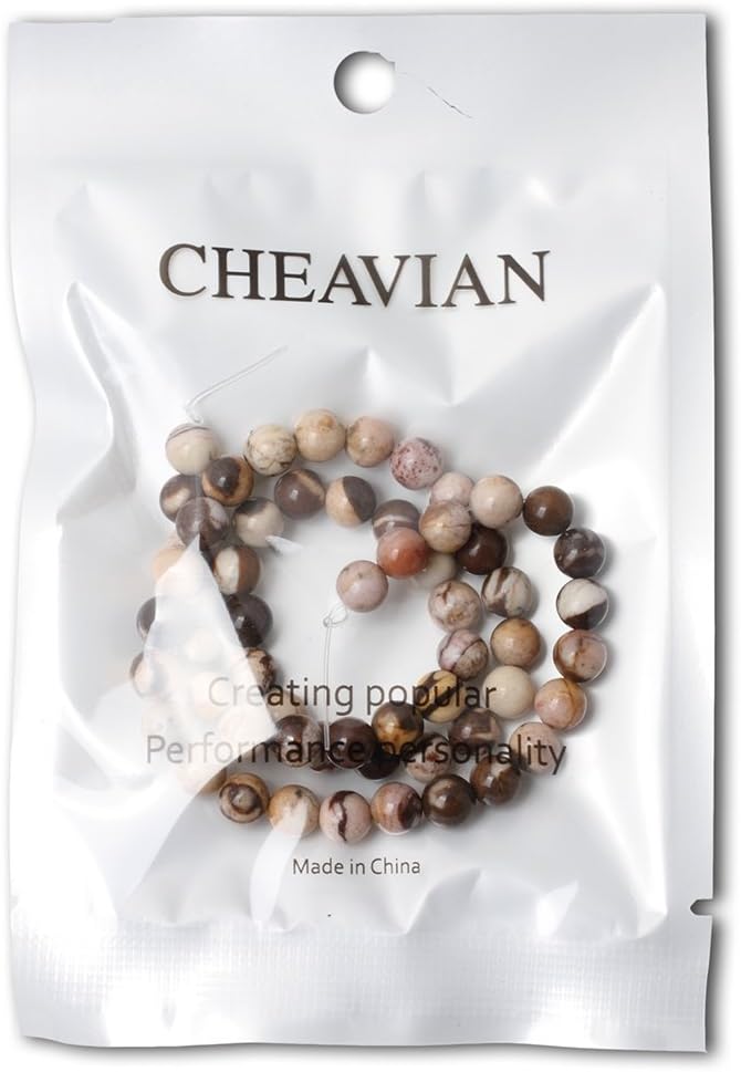 cheavian 60pcs 6mm natural australian zebra gemstone round loose beads crystal energy stone for diy jewelry making 1 strand 15"
