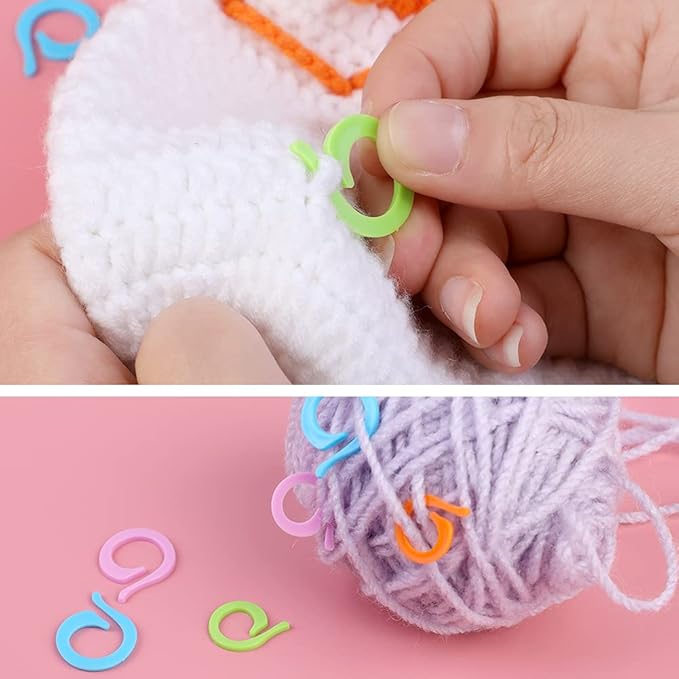 Lokunn 100PCS Stitch Markers for Crocheting, Crochet Stitch Markers Ring for Knitting and Crocheting, Small and Large Locking Markers