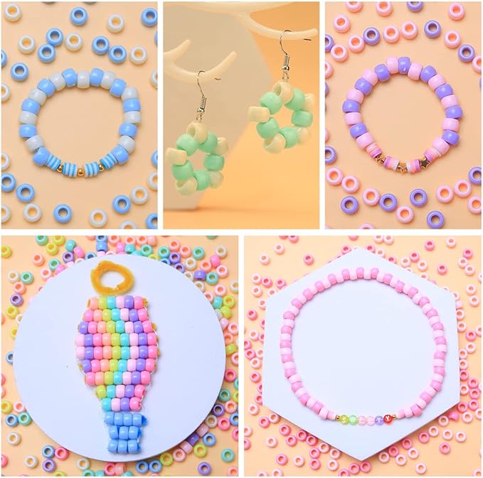 praisebank pony beads, 4000pcs pony beads,candy macaron color, jewelry making, crafts, hair beads, beads for hair braids., x-large pack