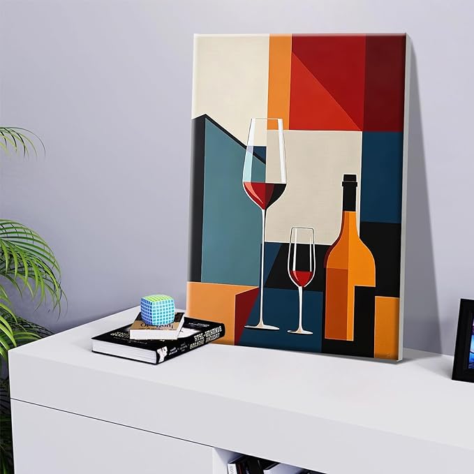JOOZ Paint by Numbers Kit for Adults with Frame Wine Glass Paint by Number with Easel Adult Paint by Number Kits Framed Canvas Easy Oil Painting Kits for Home Wall Decor 8x12 Inch