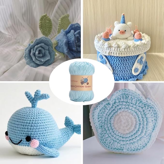 Acrylic Yarn for Crocheting & Knitting - Bulk Pack of 10 Balls, 17.6 Ounces, Light Blue Cotton Yarn - Perfect for Beginners
