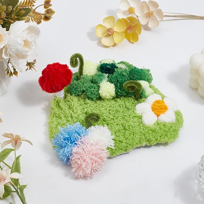 WEBEEDY Rug Hooking Coasters Kit DIY Moss Punch Needle Kit with Hook Mesh and Instruction,Needlework Crafts Latch Tapestry Kit for Beginners Home Embroidery Decor,6.7X7.9/17X20cm(Moss Landscape)