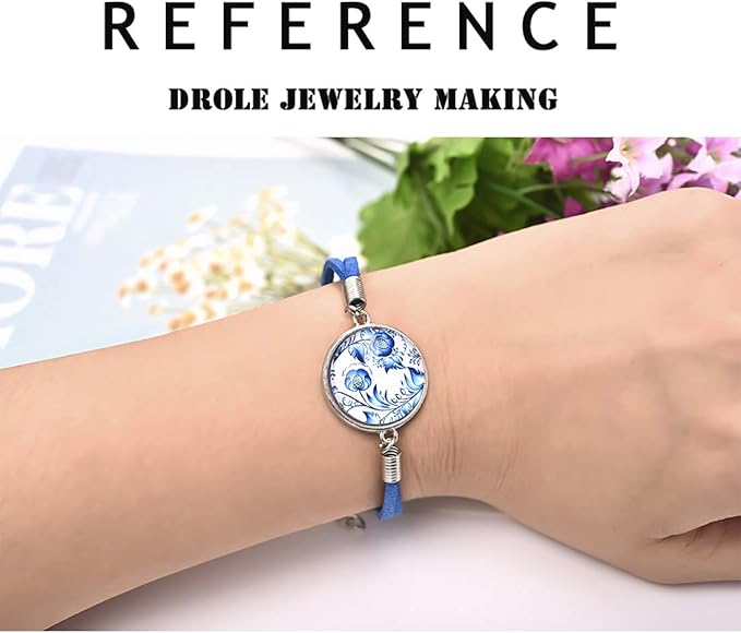 DROLE 40Pcs Bracelet Bezel Settings for Jewelry Making-20Pcs 20mm Silver Color Jewelry Bezel Base Round Cabochon Bezel Tray Blank Bangles Bracelets with 20mm Clear Glass Cabochons Mutil