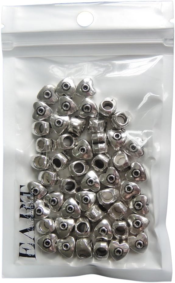 RUBYCA 30pcs Tibetan Silver Tone Spacer Heart Beads Fit European Charms Bracelet
