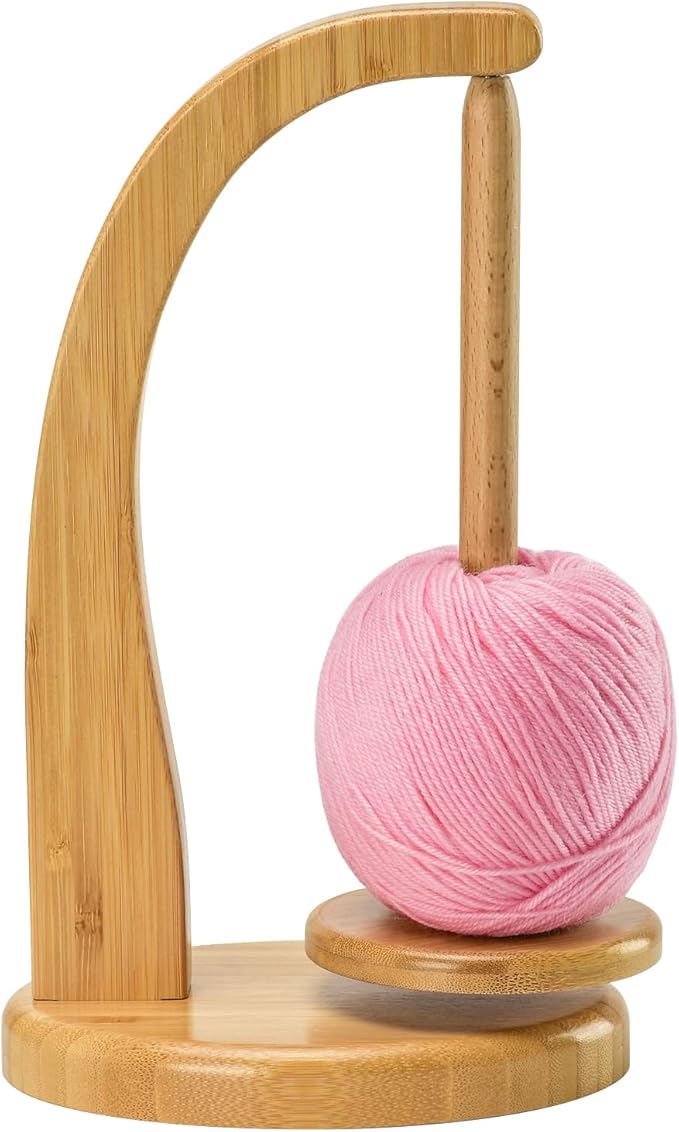 Yarn Holder for Knitting and Crocheting,Crochet Gift for Knitting Lovers,Wooden Yarn Spinner for Crochet by Artowell (Original Bamboo Color)