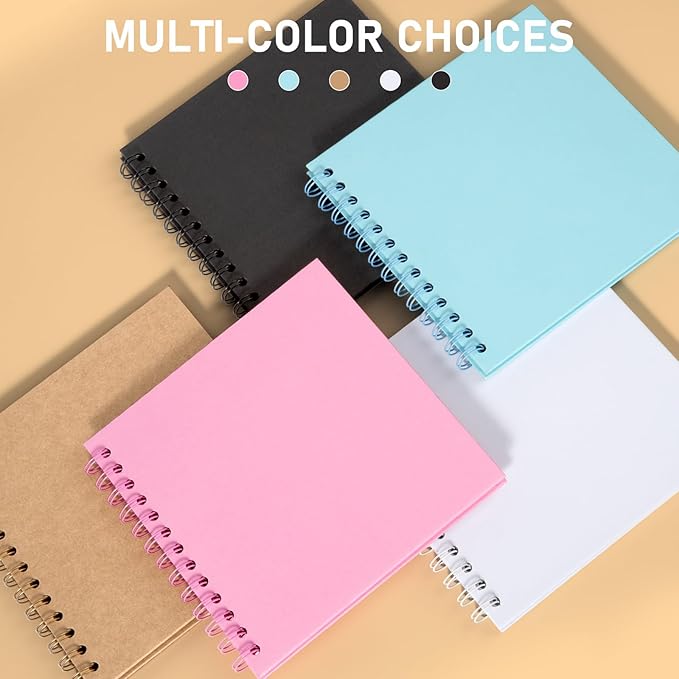 GOTIDEAL 7 x 7 Inch Scrapbook Album with Metallic Markers,40 Pages Kraft Paper Photo Albums for Wedding&Anniversary,Family DIY Scrap Books with Scrapbooking Stickers Corners(Black)